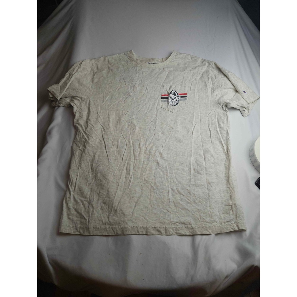Champion Georgia Bulldogs Pocket T-Shirt Mens 2XL Gray Short Sleeve UGA Graphic